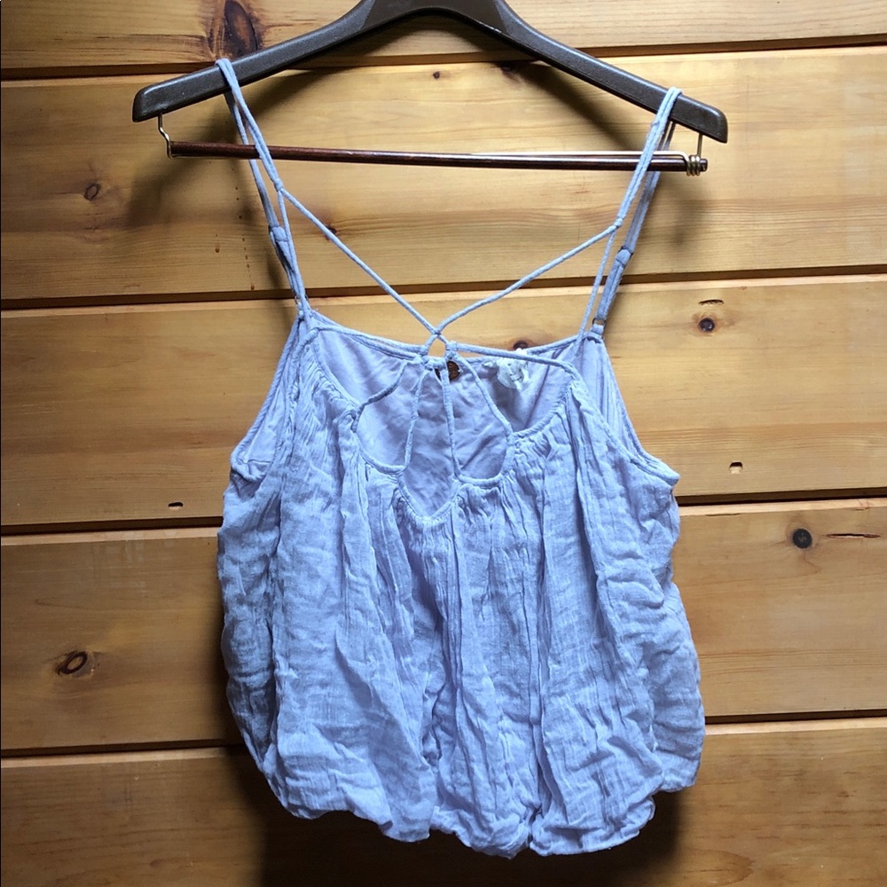 Free people One FP gauze balloon tank top light purple crop adjustable strap M